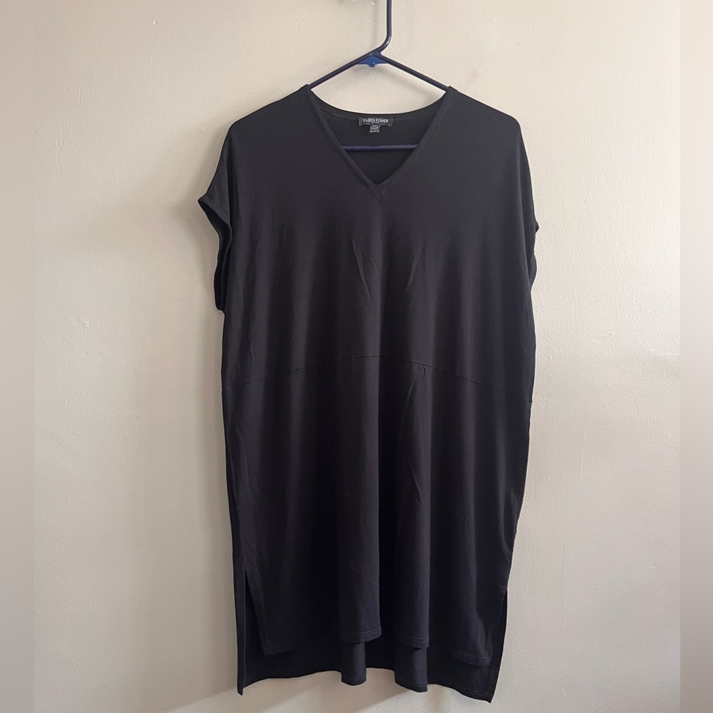 Eileen Fisher Tunic Top Dress - Black Loose‎ Fit Lightweight Size PM